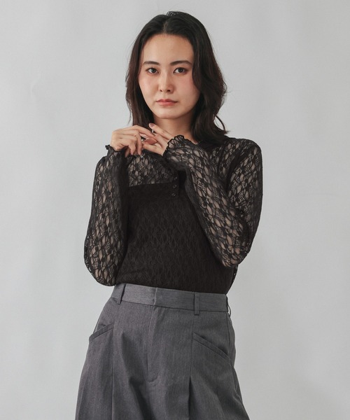 GLOBAL WORK（グローバルワーク）の「ストレッチ総レースフーディー/1054133（Tシャツ/カットソー・レディース・ホワイト/ブラック・LARGE/MEDIUM）」の9枚目の写真