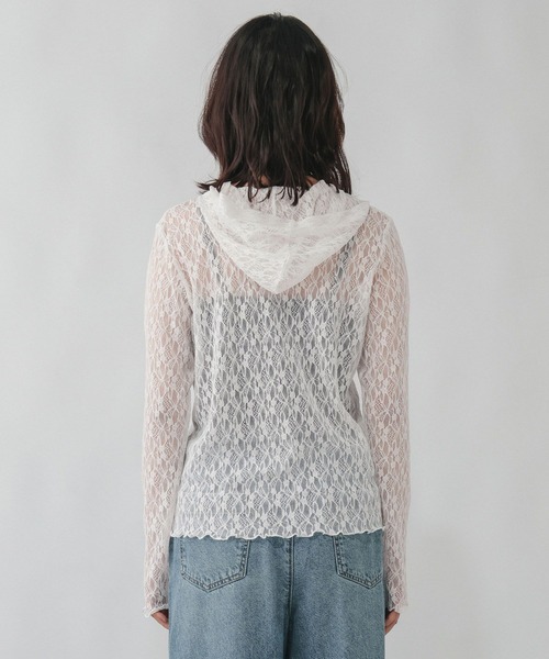 GLOBAL WORK（グローバルワーク）の「ストレッチ総レースフーディー/1054133（Tシャツ/カットソー・レディース・ホワイト/ブラック・LARGE/MEDIUM）」の14枚目の写真
