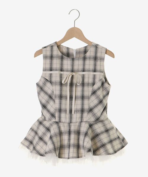 MAJESTIC LEGON（マジェスティックレゴン）の「チュールペプラムリボンブラウス（シャツ/ブラウス・レディース・ブラック系その他/ホワイト系その他2・MEDIUM）」の4枚目の写真