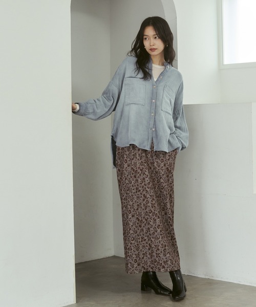 hunch（ハンチ）の「バンドカラーダブルガーゼシャツ（シャツ/ブラウス・レディース・ライトブルー/ダークブラウン/ブルー/ピンク・FREE）」の21枚目の写真