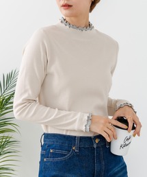 【C-FORTPOINT/フォートポイント】【すっきりとした縦ラインで細見えを叶える】リブハイネックロンT カットソー レイヤード風 メロウ始末 華やか フェミニン