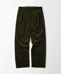 高密度コーデュロイ ダブルプリーツパンツ_D.OLIVE