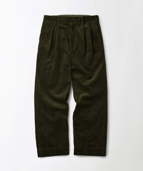 OUTSTANDING(アウトスタンディング)の「高密度コーデュロイ ダブルプリーツパンツ_D.OLIVE(その他パンツ・メンズ・その他・SMALL/MEDIUM/LARGE)」の1枚目の写真