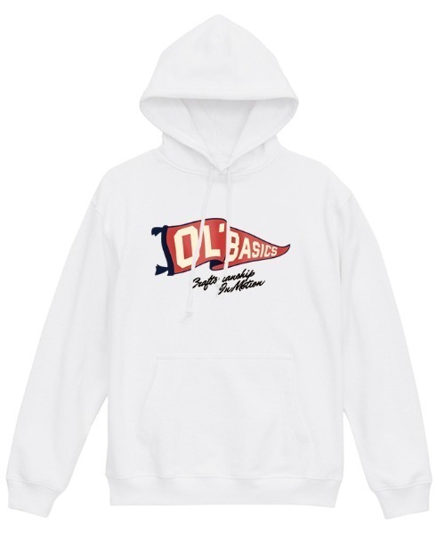 Ol' Basics(オールベーシックス)の「Ol' Basics(オール・ベーシックス) プルパーカー スウェット フラッグイラスト ロゴ プリント 裏毛 トップス メンズ ユニセックス(パーカー・メンズ・ミックスグレー/ホワイト/ブラック・XL/M/L)」の2枚目の写真