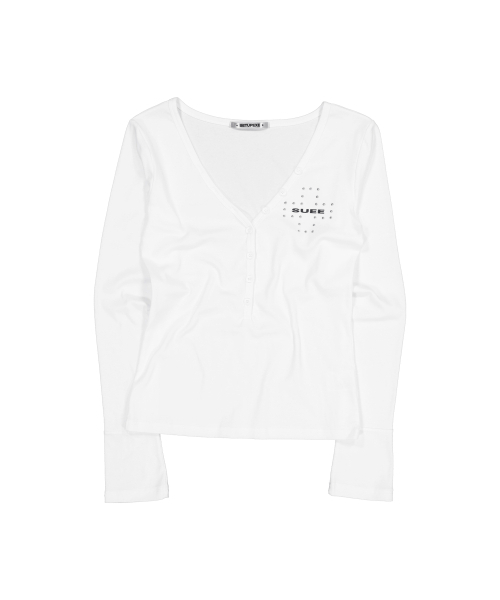 SETUP-EXE(セットアップイーエックスイー)の「DEEP V-NECK BUTTON TOP / ホワイト(Tシャツ/カットソー・レディース・その他・OS)」の5枚目の写真