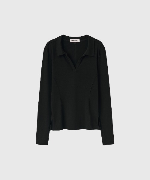 GENERAL IDEA(ジェネラルアイデア)の「【GENERAL IDEA】カットディテールオープンカラーTシャツ / CUT DETAIL OPEN-COLLAR T-SHIRT(Tシャツ/カットソー・レディース・チャコール/ブラック・L/M/S)」の8枚目の写真