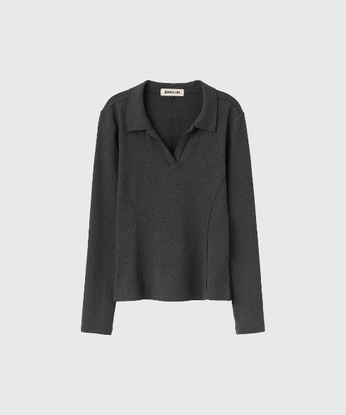GENERAL IDEA(ジェネラルアイデア)の「【GENERAL IDEA】カットディテールオープンカラーTシャツ / CUT DETAIL OPEN-COLLAR T-SHIRT(Tシャツ/カットソー・レディース・チャコール/ブラック・L/M/S)」の15枚目の写真