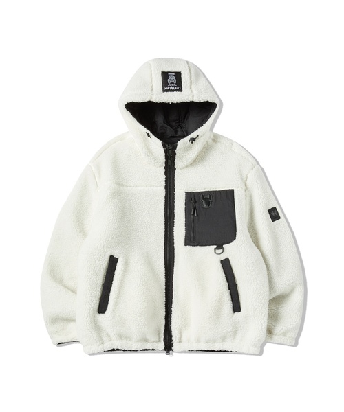 LIFE WORK(ライフワーク)の「共用) ニューバブリングリバーシブルフードジャケット(ブルゾン・レディース・アイボリー/ブルー/ブラック/ベージュ・LARGE/SMALL/MEDIUM)」の1枚目の写真
