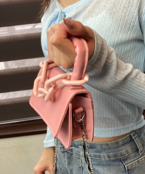 tolene(トレネ)の「ミニミニショルダーバッグ チェーンチャーム 合成皮革 ミニショルダーバッグ(ショルダーバッグ・レディース・ホワイト/ブルー/ピンク・FREE)」の15枚目の写真