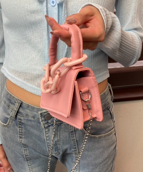 tolene(トレネ)の「ミニミニショルダーバッグ チェーンチャーム 合成皮革 ミニショルダーバッグ(ショルダーバッグ・レディース・ホワイト/ブルー/ピンク・FREE)」の17枚目の写真