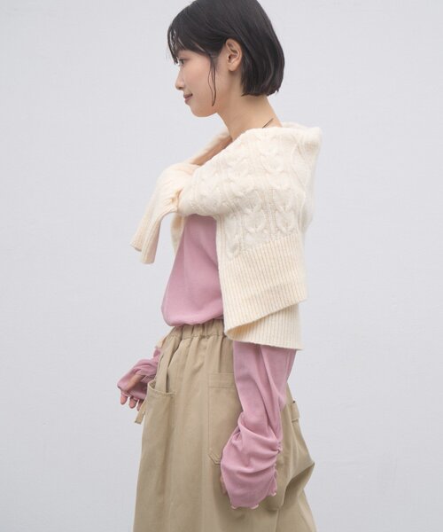 CIAOPANIC TYPY(チャオパニックティピー)の「∴袖くしゅくしゅフロッキーベロアトップス(Tシャツ/カットソー・レディース・グレー/ピンク/ブルー/キャメル・ONE SIZE)」の22枚目の写真