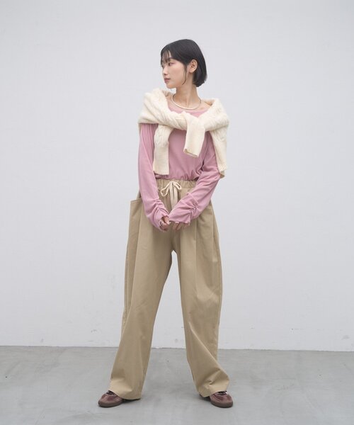 CIAOPANIC TYPY(チャオパニックティピー)の「∴袖くしゅくしゅフロッキーベロアトップス(Tシャツ/カットソー・レディース・グレー/ピンク/ブルー/キャメル・ONE SIZE)」の16枚目の写真