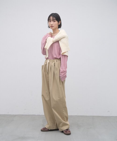 CIAOPANIC TYPY(チャオパニックティピー)の「∴袖くしゅくしゅフロッキーベロアトップス(Tシャツ/カットソー・レディース・グレー/ピンク/ブルー/キャメル・ONE SIZE)」の19枚目の写真