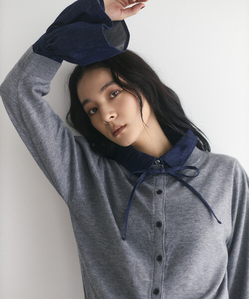 FREAK'S STORE(フリークスストア)の「限定展開 Firsthand/ファーストハンド フェイクレイヤード デニムドッキング カーディガン(カーディガン/ボレロ・レディース・グレー/ネイビー・FREE)」の13枚目の写真