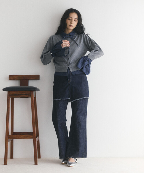 FREAK'S STORE(フリークスストア)の「限定展開 Firsthand/ファーストハンド フェイクレイヤード デニムドッキング カーディガン(カーディガン/ボレロ・レディース・グレー/ネイビー・FREE)」の18枚目の写真