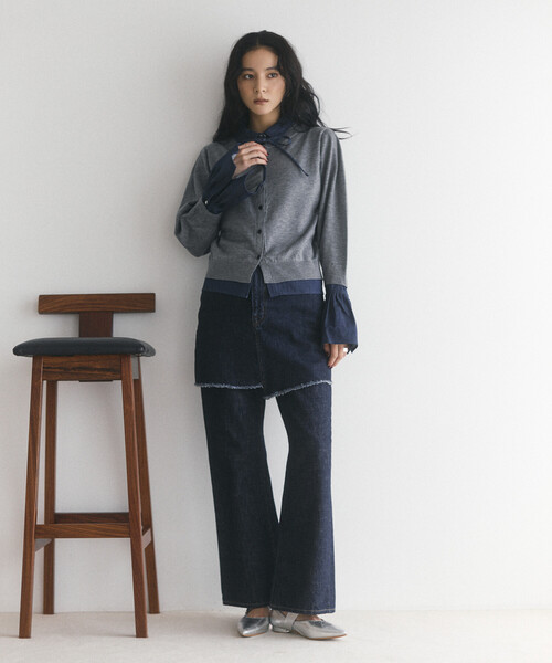 FREAK'S STORE(フリークスストア)の「限定展開 Firsthand/ファーストハンド フェイクレイヤード デニムドッキング カーディガン(カーディガン/ボレロ・レディース・グレー/ネイビー・FREE)」の19枚目の写真