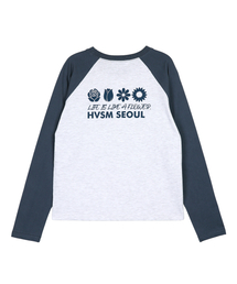 W NAME CARD RAGLAN L/S TEE(MELANGE WHITE)