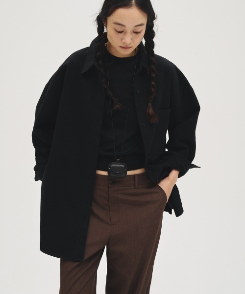 TODAYFUL（トゥデイフル）の「Cottontwill Over Shirts（シャツ/ブラウス・レディース・ホワイト/ブラック・FREE）」の2枚目の写真