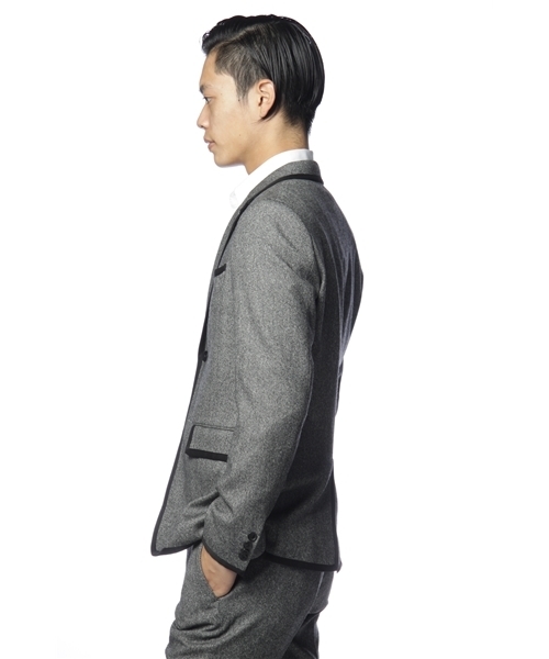 MEN'S MELROSE（メンズメルローズ）の「ストレッチホームスパン　セットアップトリミングジャケット（セットアップ・メンズ・ブラック/グレー・SMALL/MEDIUM/LARGE）」の8枚目の写真