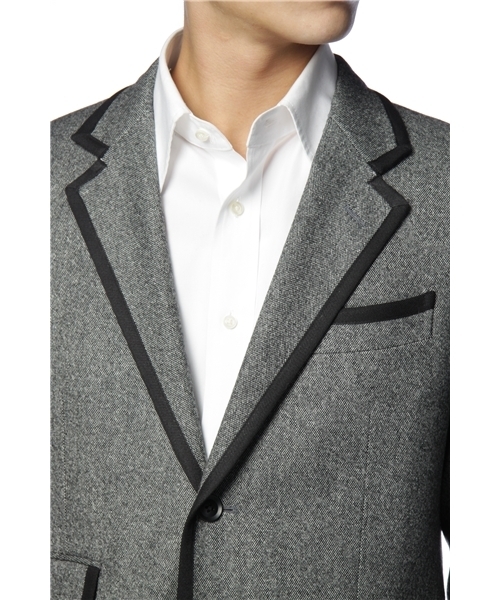 MEN'S MELROSE（メンズメルローズ）の「ストレッチホームスパン　セットアップトリミングジャケット（セットアップ・メンズ・ブラック/グレー・SMALL/MEDIUM/LARGE）」の4枚目の写真