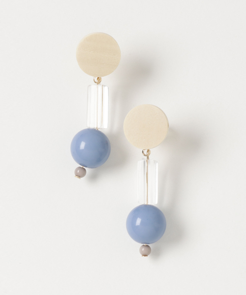 Shelly island(シェリーアイランド)の「【Shelly island】ウッド人気パーツ組み合わせピアス(ピアス(両耳用)・レディース・ブルー/ピンク・FREE)」の2枚目の写真