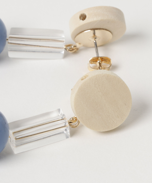 Shelly island(シェリーアイランド)の「【Shelly island】ウッド人気パーツ組み合わせピアス(ピアス(両耳用)・レディース・ブルー/ピンク・FREE)」の3枚目の写真