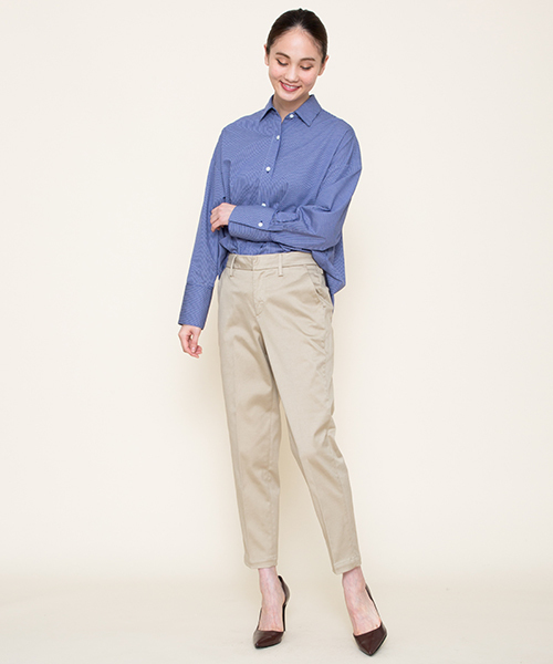 MARIEBELLE　JEAN（マリベルジーン）の「テーパード トラウザー カラーパンツ   KIR(キール)（スラックス・レディース・サンドベージュ/ライトグレー/サーモンピンク/ネイビー/ライトグリーン/オレンジ/グリーン/イエロー・27inch/26inch/24inch/23inch/25inch）」の20枚目の写真