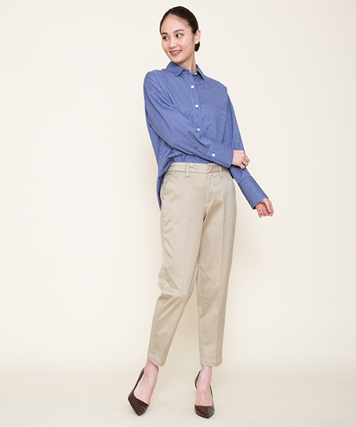 MARIEBELLE　JEAN（マリベルジーン）の「テーパード トラウザー カラーパンツ   KIR(キール)（スラックス・レディース・サンドベージュ/ライトグレー/サーモンピンク/ネイビー/ライトグリーン/オレンジ/グリーン/イエロー・27inch/26inch/24inch/23inch/25inch）」の22枚目の写真