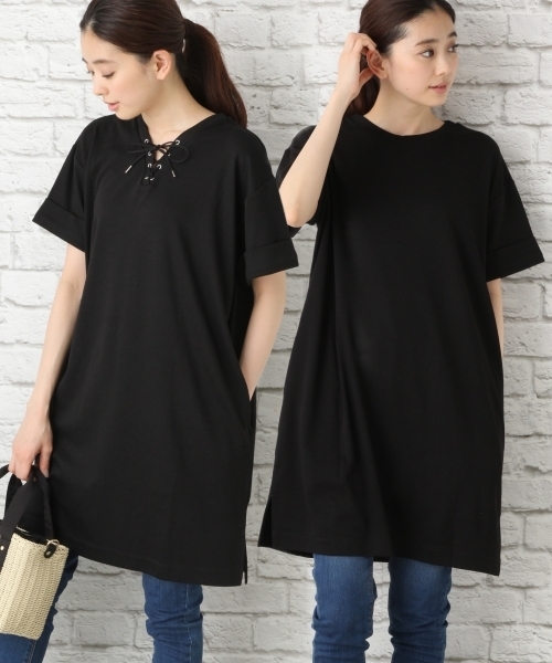 LEPSIM（レプシィム）の「2WAYレースアップワンピース 748201（ワンピース・レディース・オフホワイト/ブラック/カーキ・LARGE/MEDIUM）」の2枚目の写真