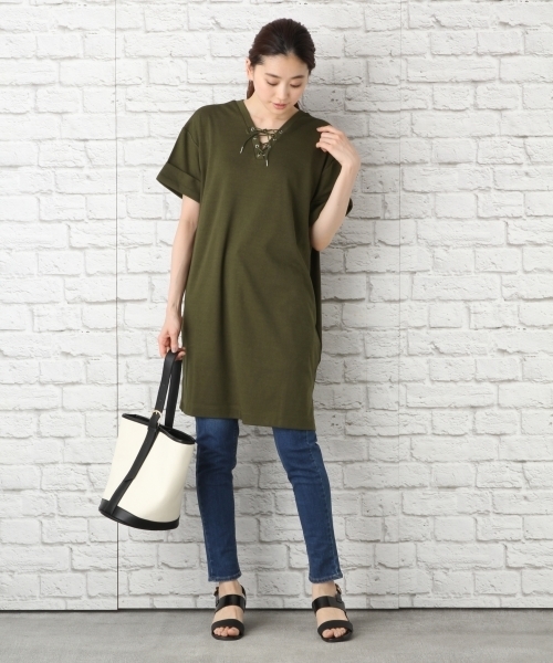 LEPSIM（レプシィム）の「2WAYレースアップワンピース 748201（ワンピース・レディース・オフホワイト/ブラック/カーキ・LARGE/MEDIUM）」の8枚目の写真