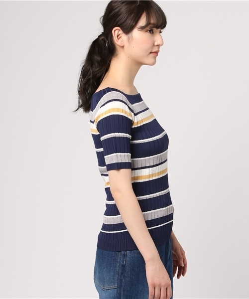 un dix cors(アンディコール)の「ミックスボーダーニット(ニット/セーター・レディース・ボルドー/ネイビー・フリ-)」の7枚目の写真