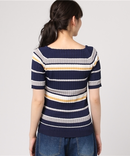 un dix cors(アンディコール)の「ミックスボーダーニット(ニット/セーター・レディース・ボルドー/ネイビー・フリ-)」の8枚目の写真