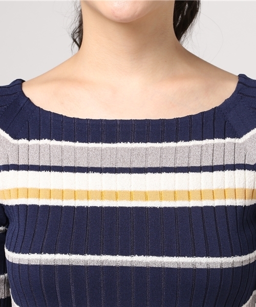 un dix cors(アンディコール)の「ミックスボーダーニット(ニット/セーター・レディース・ボルドー/ネイビー・フリ-)」の3枚目の写真