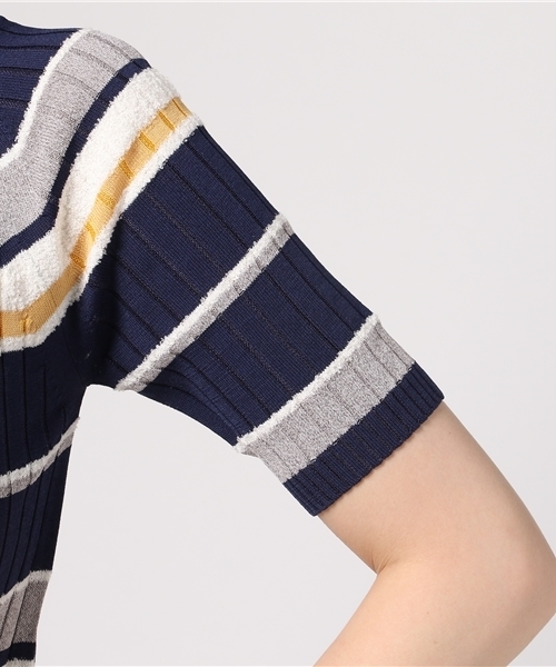 un dix cors(アンディコール)の「ミックスボーダーニット(ニット/セーター・レディース・ボルドー/ネイビー・フリ-)」の4枚目の写真