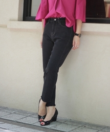 le.coeur blanc | フリンジリメイクデニムスリムストレート(デニムパンツ)