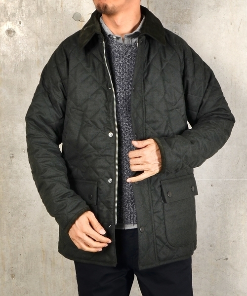 Barbour（バブアー）の「Barbour: 別注 キルティング/ウール ビデイル (ソリッド)（ステンカラーコート・メンズ・ブラック/ネイビー/グレー/オリーブ/ダークブルー/ダークグレー/ヘザーグレー・40/38/36/34）」の14枚目の写真