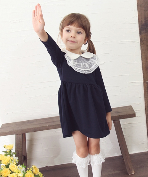 Rora（ローラ）の「ブリーズ ワンピース フォーマル ネイビー 紺色 レース（ワンピース・キッズ・ネイビー・90㎝/100cm/110cm/120cm/130cm/140cm）」の3枚目の写真