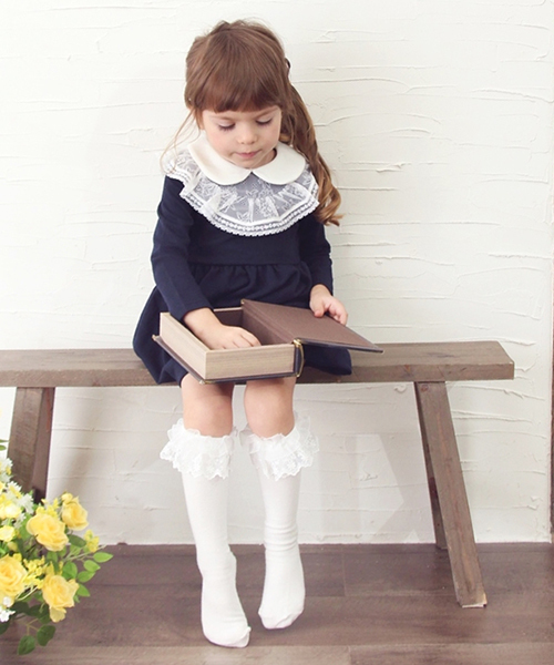 Rora（ローラ）の「ブリーズ ワンピース フォーマル ネイビー 紺色 レース（ワンピース・キッズ・ネイビー・90㎝/100cm/110cm/120cm/130cm/140cm）」の8枚目の写真