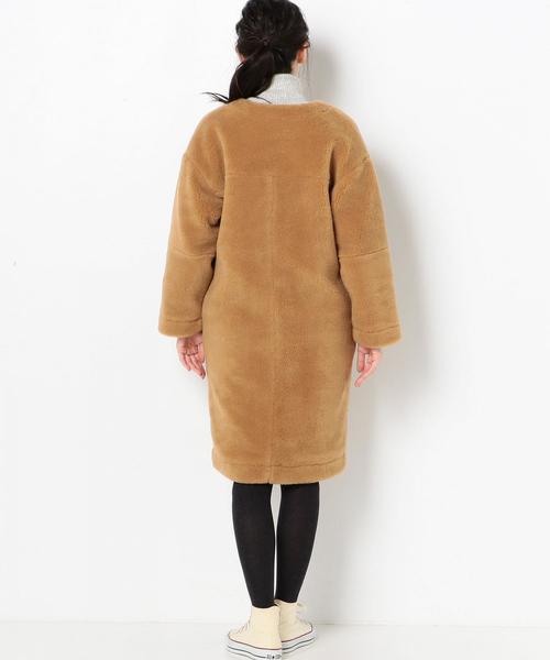 Another Edition（アナザーエディション）の「フェイクボアV/Nロングコート（その他アウター・レディース・オフホワイト/ベージュ・FREE）」の21枚目の写真