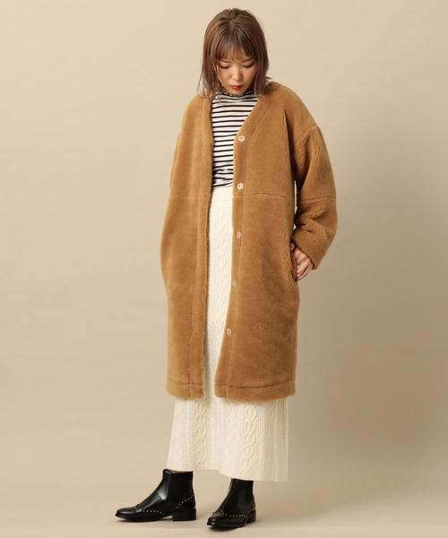 Another Edition（アナザーエディション）の「フェイクボアV/Nロングコート（その他アウター・レディース・オフホワイト/ベージュ・FREE）」の13枚目の写真