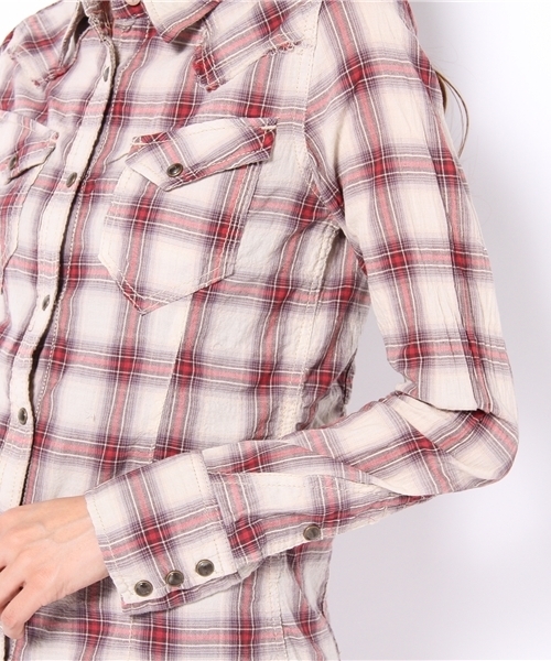 goa（ゴア）の「チェックシャツ（シャツ/ブラウス・レディース・ブラウン/イエロー/レッド・FREE）」の7枚目の写真