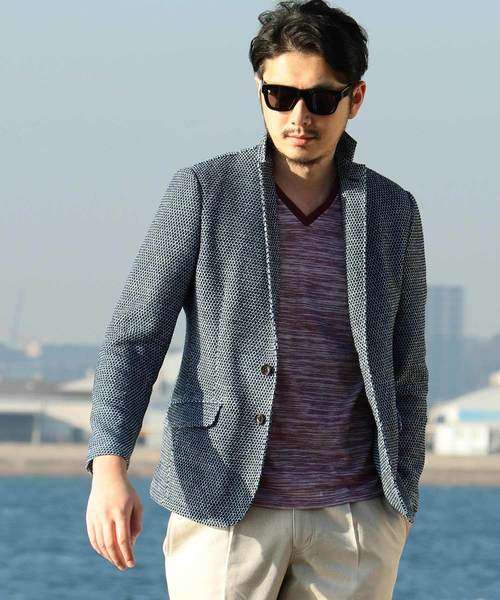 MEN'S BIGI（メンズビギ）の「ストレッチラッセルジャケット （テーラードジャケット・メンズ・ネイビー/サックスブルー・LL/S/M/L）」の2枚目の写真