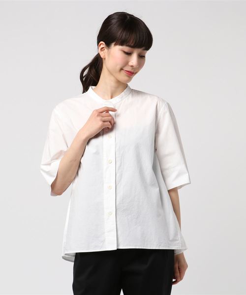 MHL.（エムエイチエル）の「COTTON RAMIE POPLIN（シャツ/ブラウス・レディース・ホワイト/ネイビー/イエロー・1/2/3）」の6枚目の写真