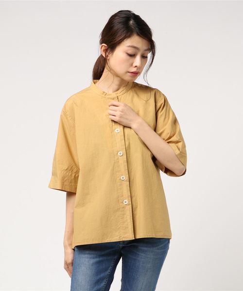 MHL.（エムエイチエル）の「COTTON RAMIE POPLIN（シャツ/ブラウス・レディース・ホワイト/ネイビー/イエロー・1/2/3）」の8枚目の写真