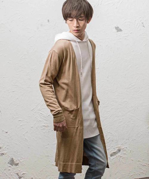 MinoriTY（マイノリティ）の「ハイゲージニットロングカーディガン コーディガン（カーディガン/ボレロ・メンズ・ブラック/ベージュ/ネイビー/グレー/オートミール・L/M）」の4枚目の写真