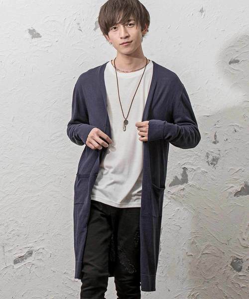 MinoriTY（マイノリティ）の「ハイゲージニットロングカーディガン コーディガン（カーディガン/ボレロ・メンズ・ブラック/ベージュ/ネイビー/グレー/オートミール・L/M）」の5枚目の写真
