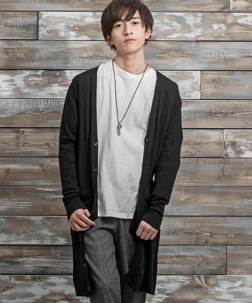 MinoriTY（マイノリティ）の「ハイゲージニットロングカーディガン コーディガン（カーディガン/ボレロ・メンズ・ブラック/ベージュ/ネイビー/グレー/オートミール・L/M）」の2枚目の写真
