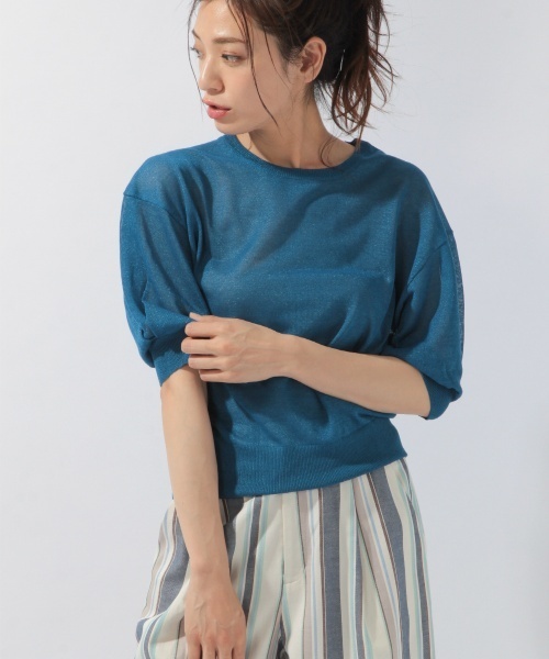 laboratory work（ラボラトリーワーク）の「ITALYラメニットプルオーバー（ニット/セーター・レディース・杢グレー/ブルー/イエロー・MEDIUM）」の5枚目の写真