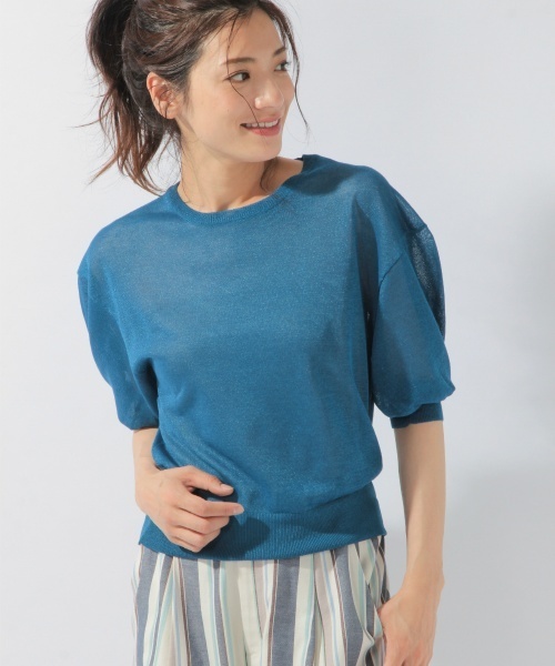 laboratory work（ラボラトリーワーク）の「ITALYラメニットプルオーバー（ニット/セーター・レディース・杢グレー/ブルー/イエロー・MEDIUM）」の6枚目の写真