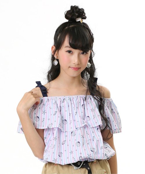 algy（アルジー）の「シェル柄ブラウス（シャツ/ブラウス・キッズ・ピンク/イエロー/ブルー・SMALL/MEDIUM/X-SMALL/XX-SMALL）」の3枚目の写真